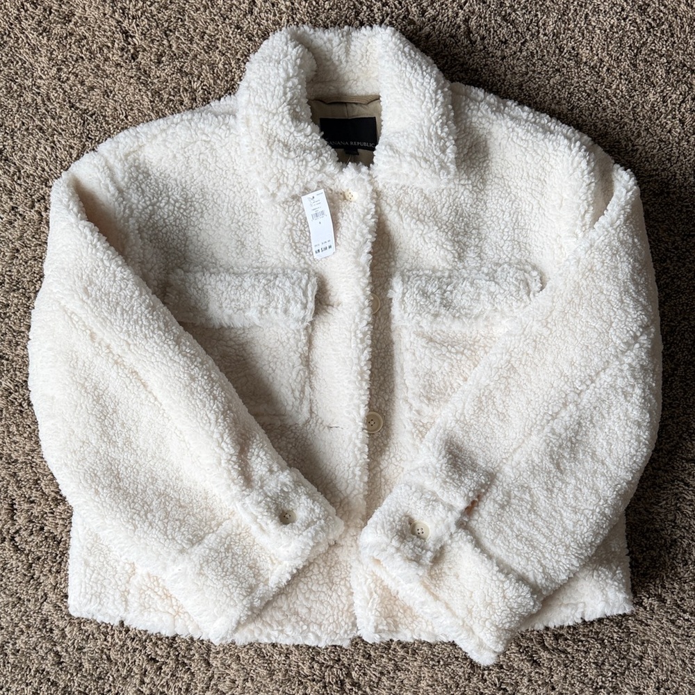 Banana Republic Cream Fleece Woman’s Sherpa Jacket sz S nwt